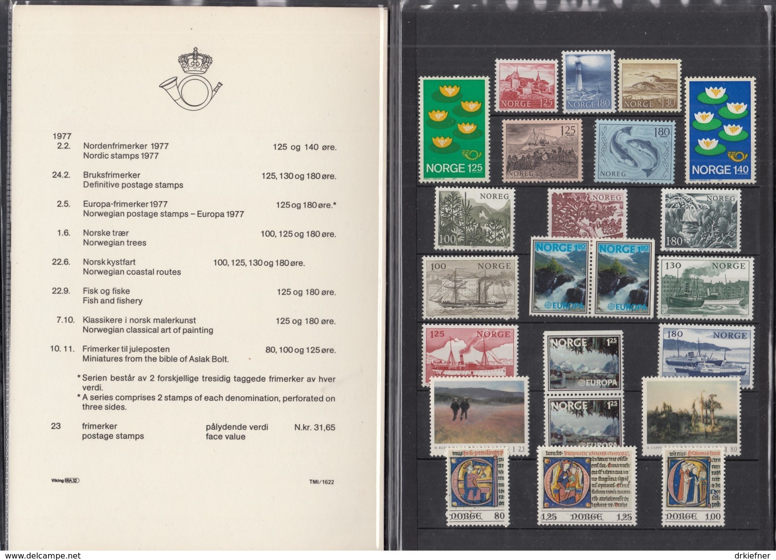 NORWEGEN  Jahrbuch 1977, Postfrisch **, MiNr.  737-757 - Ganze Jahrgänge