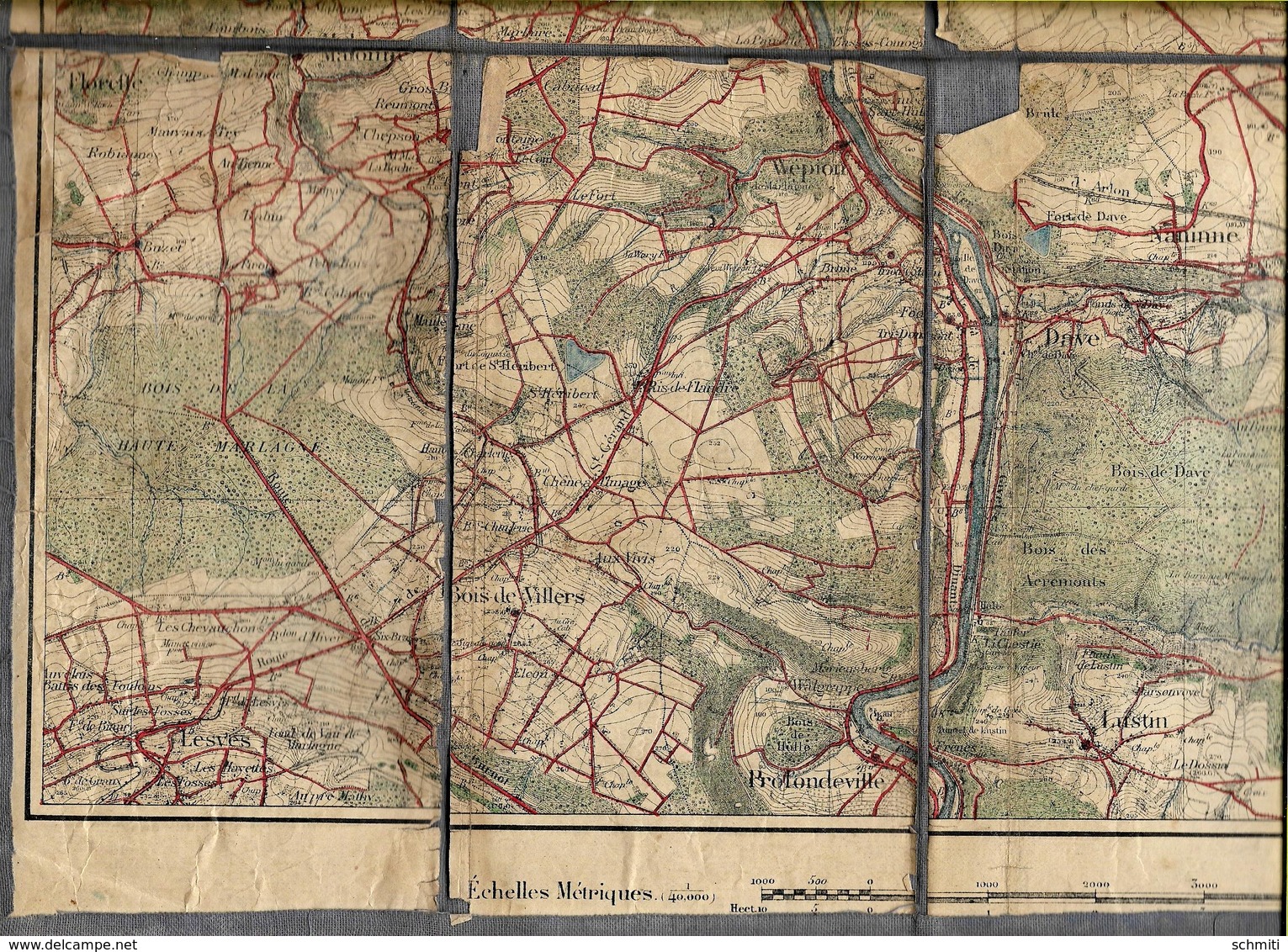 -Carte (plan)militaire Septembre 1911 Sous Toile- NAMUR.de Meux -Maillen , Courrière,jusqu'à Lesves Et Tiller Franc Wa, - Europa