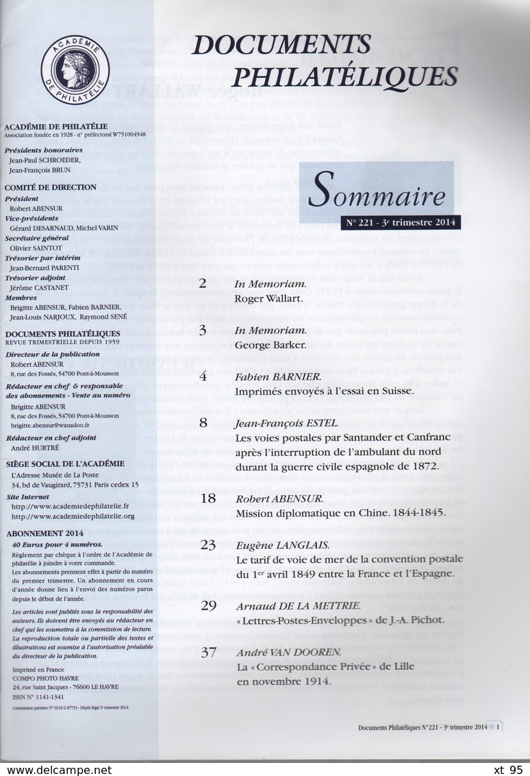 Documents Philateliques - N°221 - Voir Sommaire - Frais De Port 2€ - Autres & Non Classés