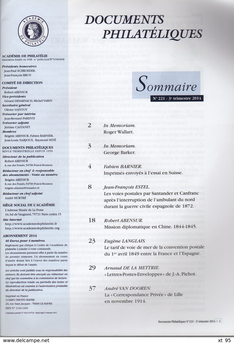 Documents Philateliques - N°221 - Voir Sommaire - Frais De Port 2€ - Otros & Sin Clasificación