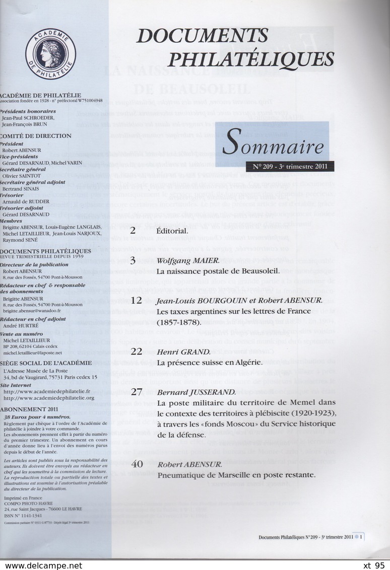 Documents Philateliques - N°209 - Voir Sommaire - Frais De Port 2€ - Other & Unclassified