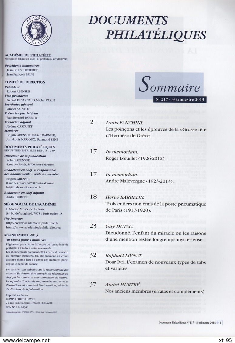 Documents Philateliques - N°217 - Voir Sommaire - Frais De Port 2€ - Sonstige & Ohne Zuordnung