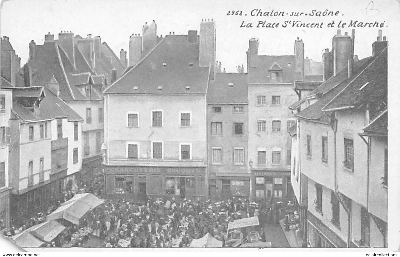 Chalon Sur Saône      71      Place St Vincent Et Le Marché       (Angle Manquant Voir Scan) - Chalon Sur Saone