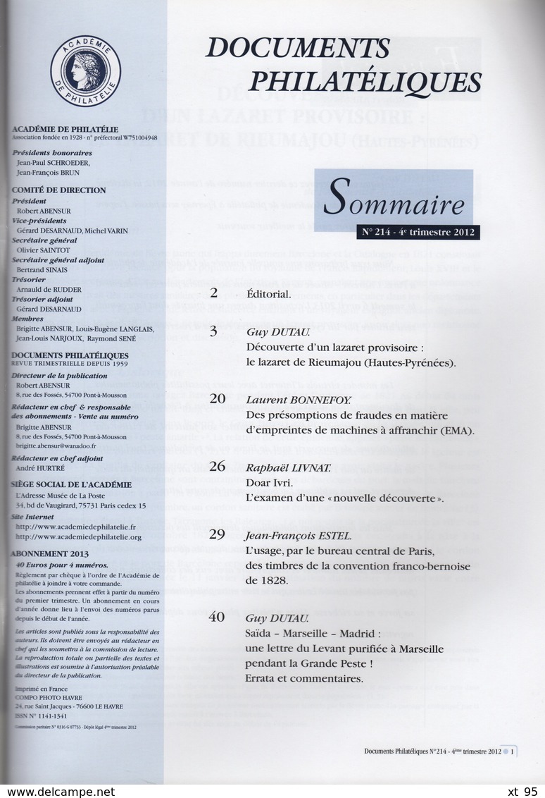 Documents Philateliques - N°214 - Voir Sommaire - Frais De Port 2€ - Altri & Non Classificati