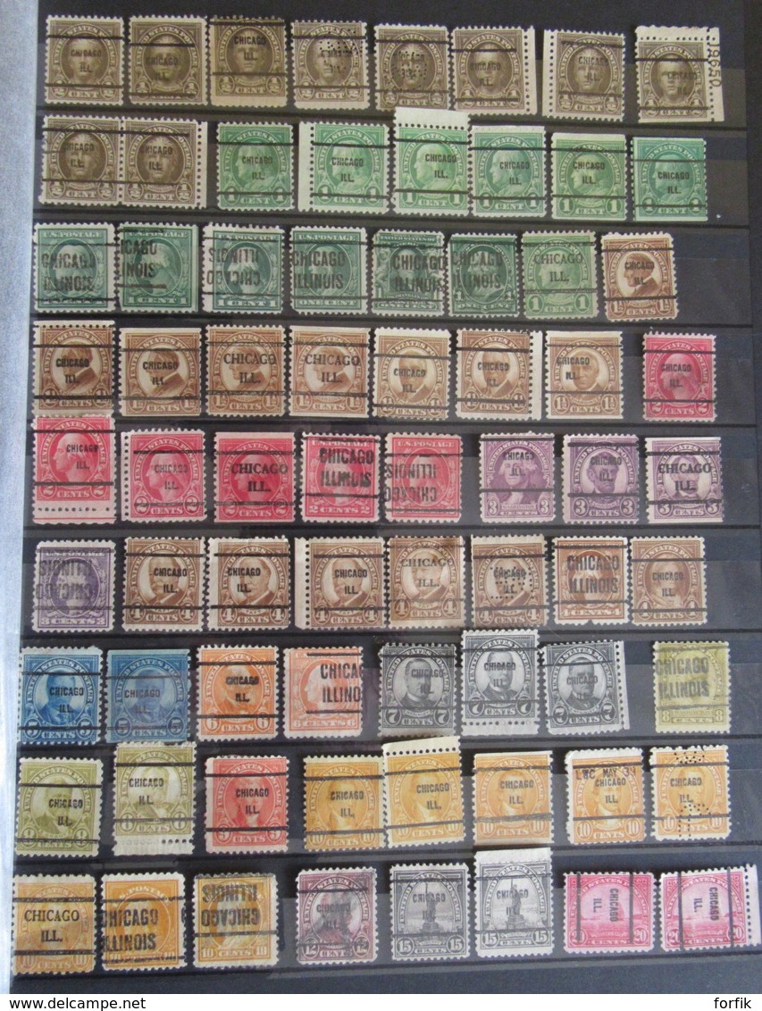 Precancel / Preo USA - More Than 600 Stamps Used Principally (a Few Are Mint) + Other Stamps For Study - Préoblitérés