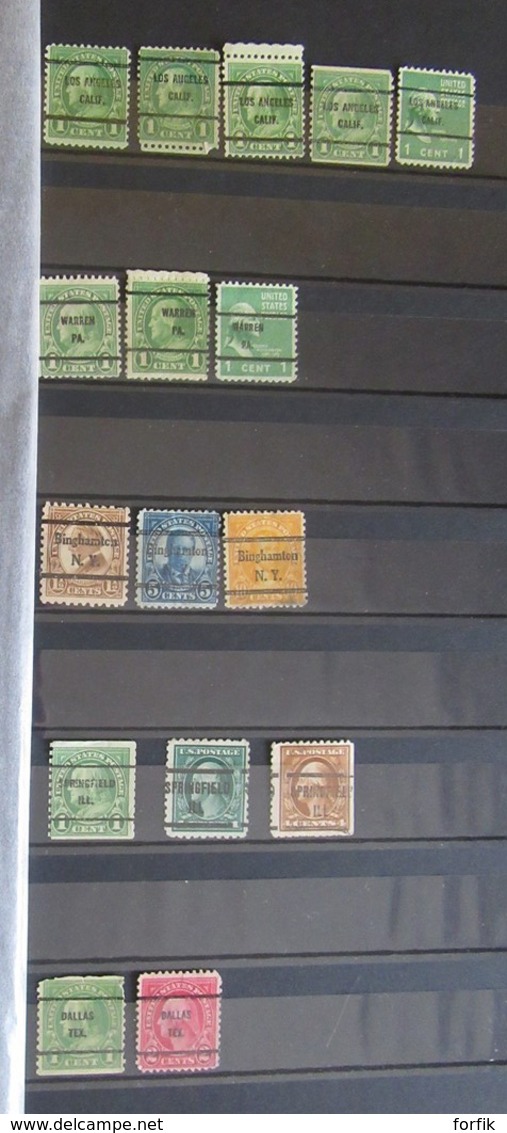 Precancel / Preo USA - More than 600 Stamps used principally (a few are Mint) + other stamps for study