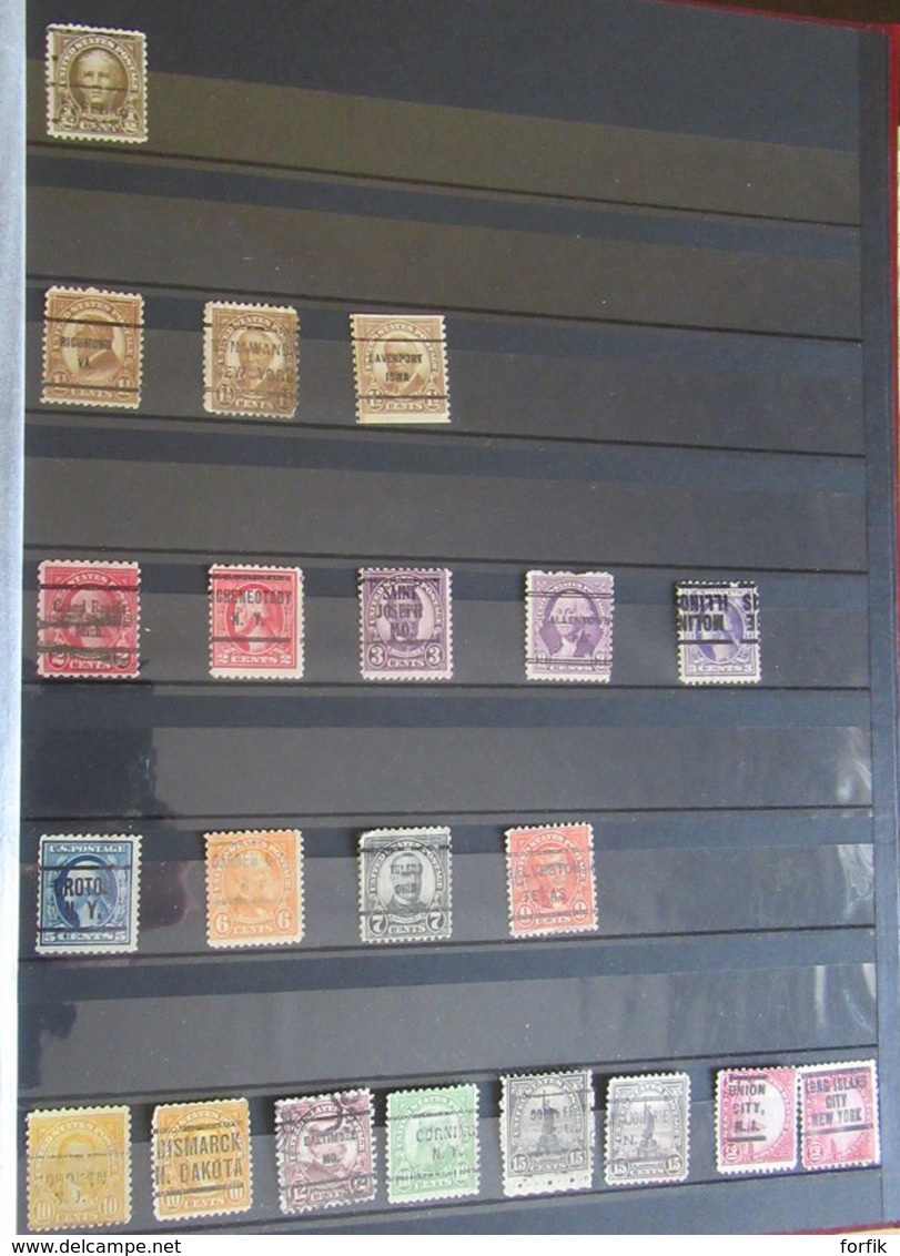 Precancel / Preo USA - More than 600 Stamps used principally (a few are Mint) + other stamps for study