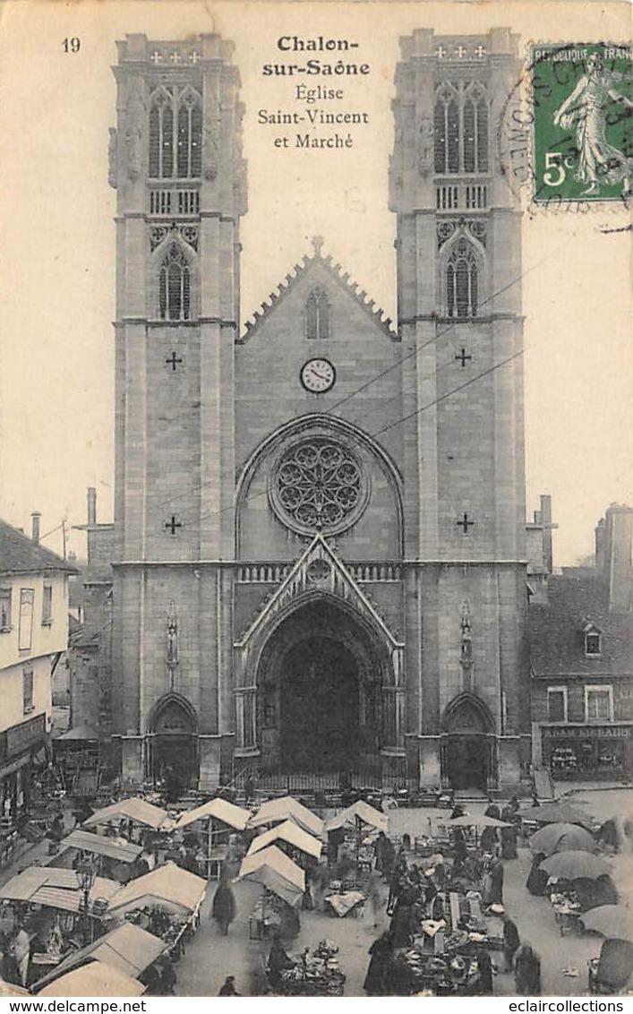 Chalon Sur Saône      71        Eglise St Vincent Et Marché        (voir Scan) - Chalon Sur Saone