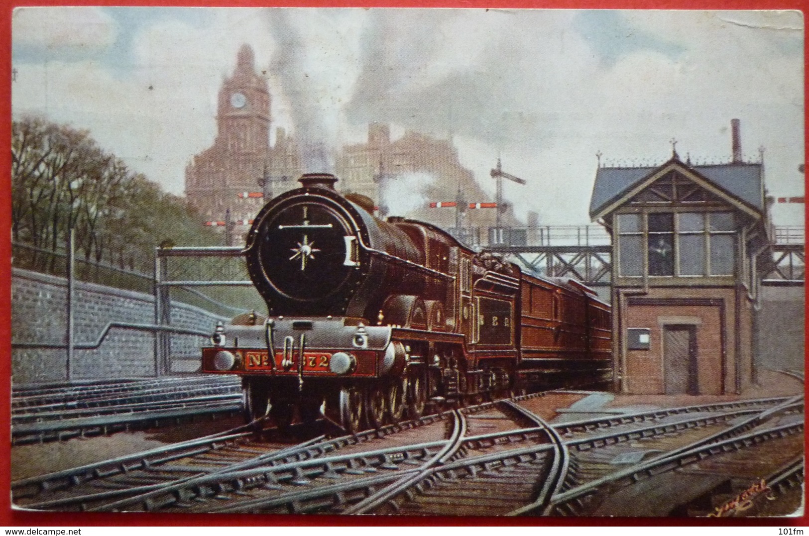 N.B.RI. EXPRESS LEAVING EDINBURGH , STEAM LOCOMOTIVE - Trains