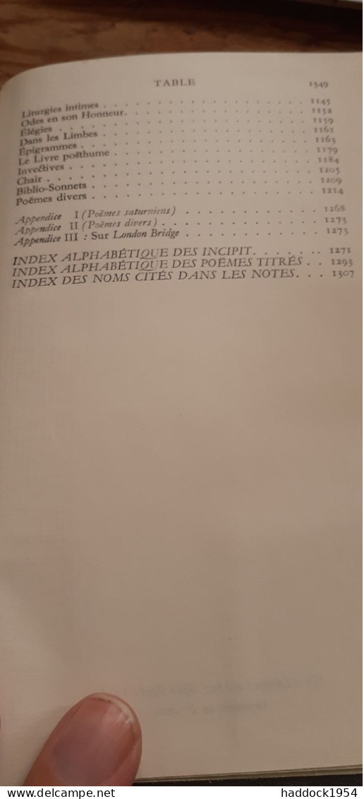 oeuvres poètiques complètes VERLAINE gallimard 1981