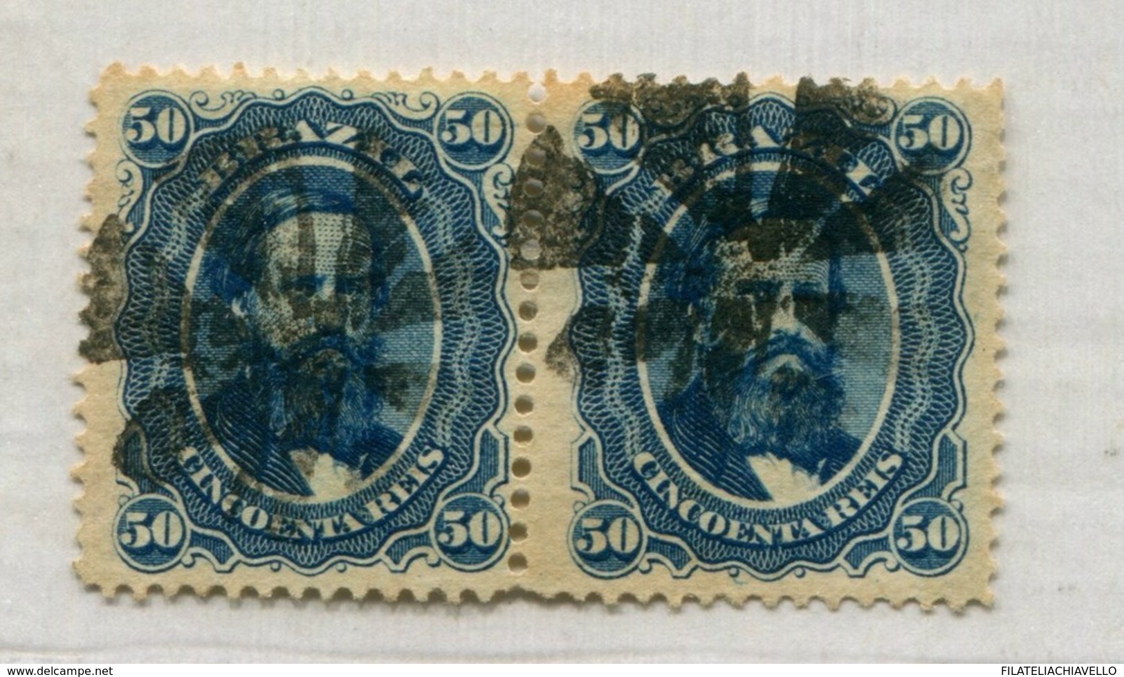BRAZIL DOM PEDRO Cork Of 8  Parts MUTE CANCEL Brasil Pair Stamps # 39032 071019A - Used Stamps