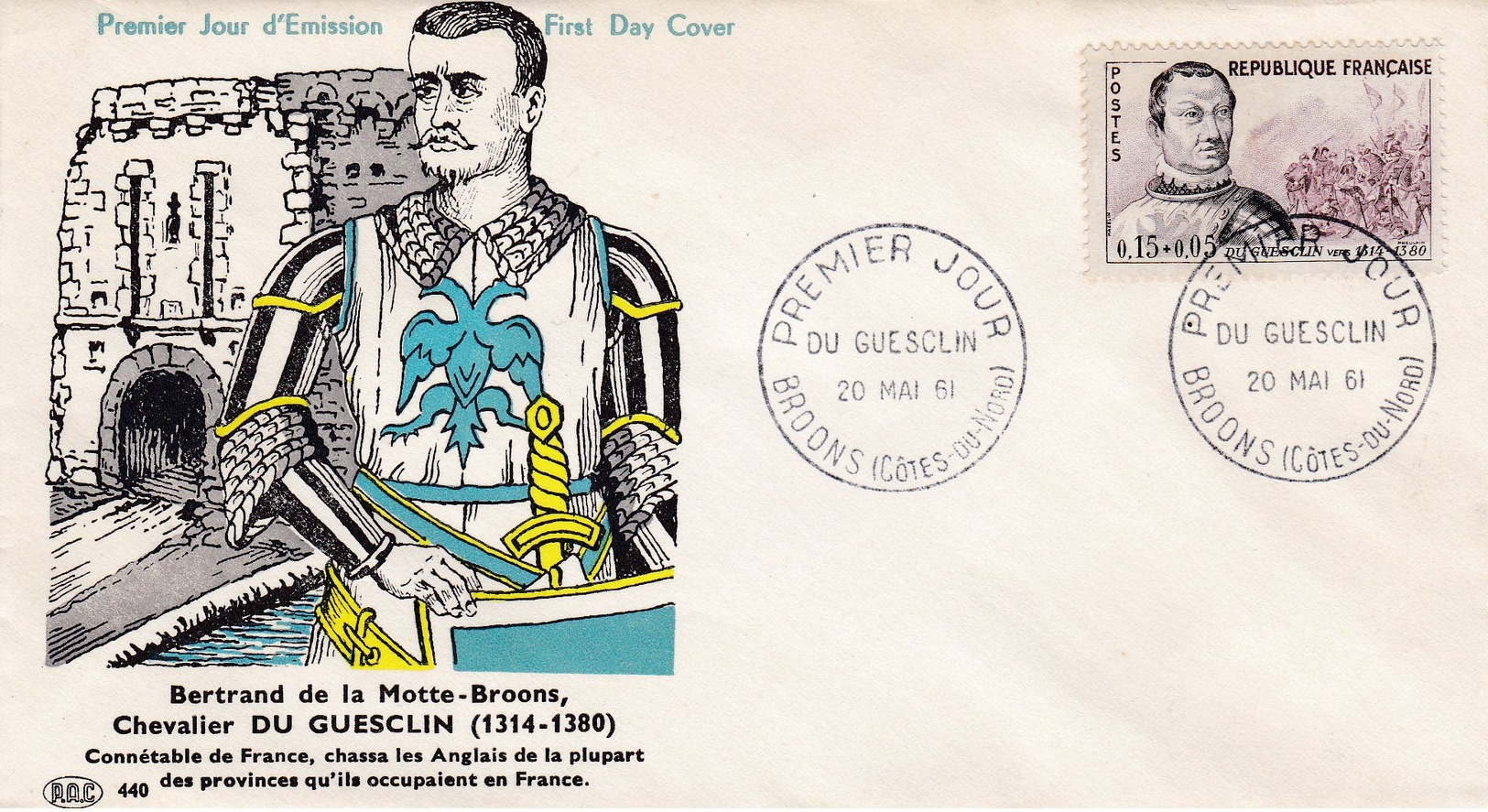 N°1295  De 1961  Fdc  Bertrand Du Guesclin - 1960-1969