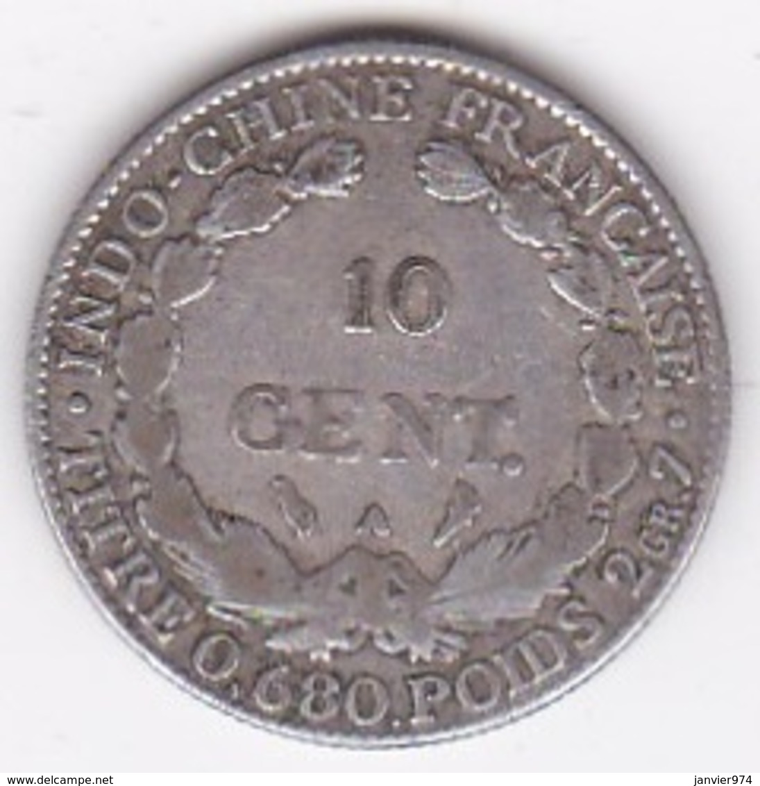 Indochine Française. 10 Cent 1928 A, En Argent, La Plus Rare De La Serie - French Indochina