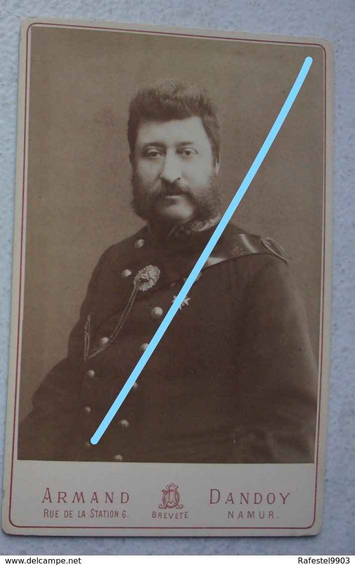 Photo ABL CDV Gd Format Officier Armée Belge Photographe Armand DANDOY Namur Baudrier Médaille Armée Belge Leger - Anciennes (Av. 1900)