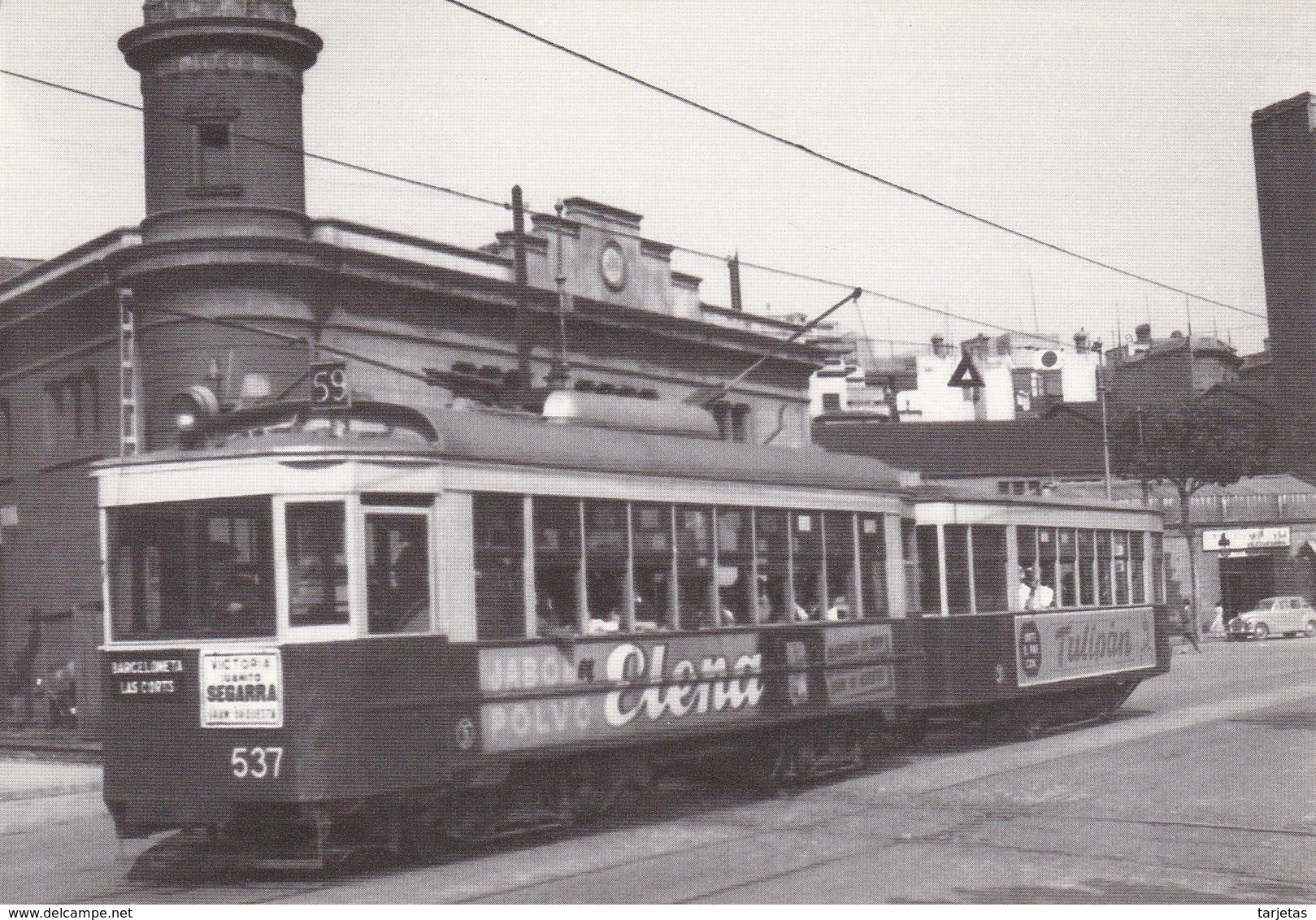 Nº 4134 POSTAL DE TRANVIA DE BARCELONA COCHE 537 EN PASSEIG NACIONAL (TREN-TRAIN-ZUG) AMICS DEL FERROCARRIL - Tramways