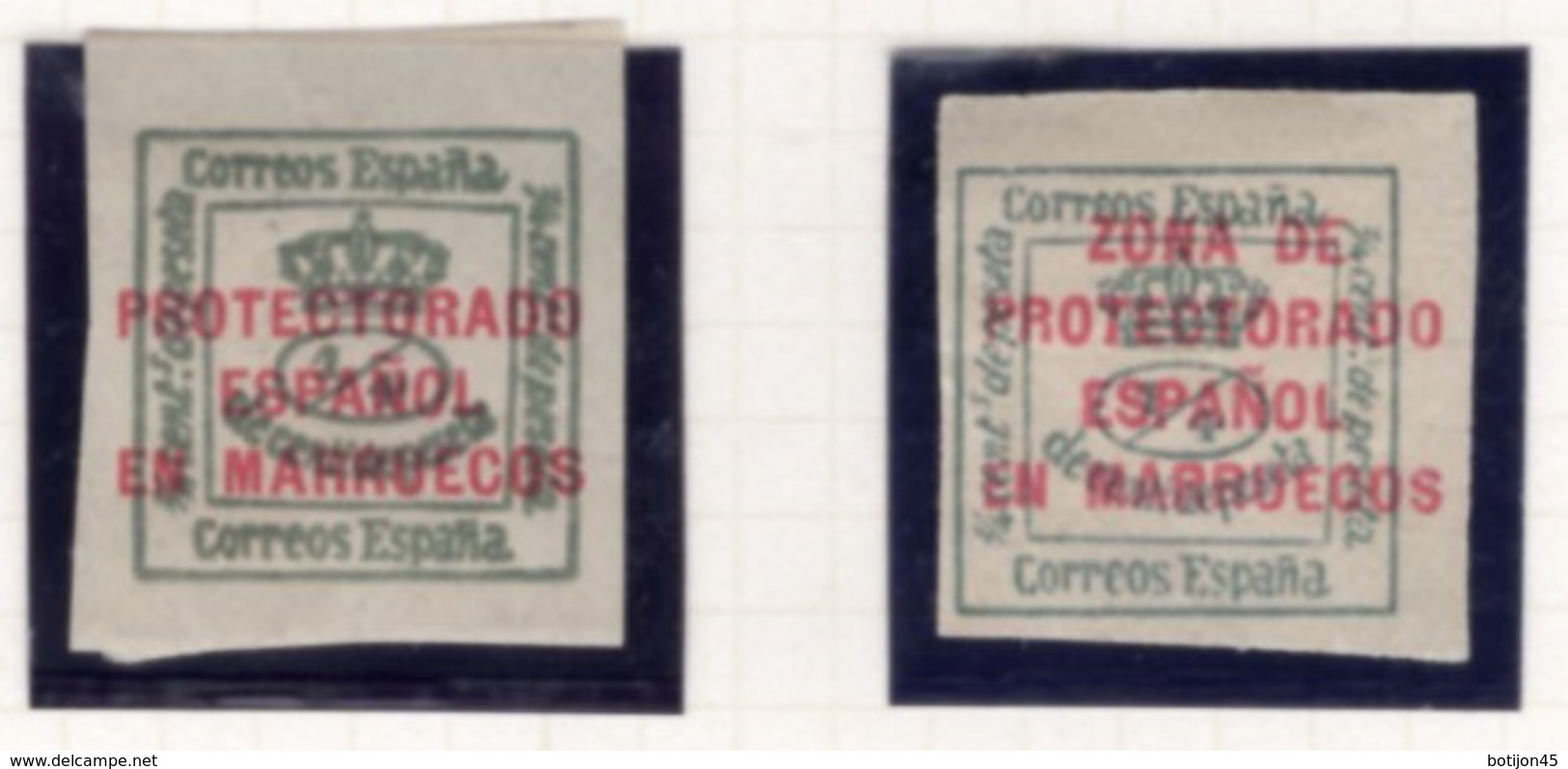 1915/16. Sellos De España Con Habilitación "ZONA DE PROTECTORADO ESPAÑOL EN MARRUECOS" Ed. 43 Y Ed. 57 NUEVO - Marruecos Español