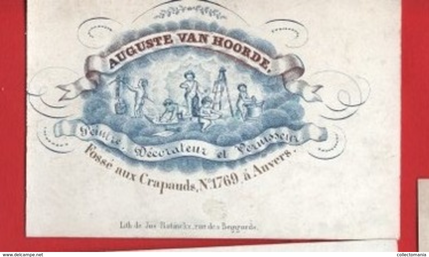 Lot85C: 6 ViSiT Cards, Printer: All  RATiNCKX In ANVERS Antwerpen Porseleinkaarten Circa 1840 à1860 Hand Press Litho - Cartes Porcelaine