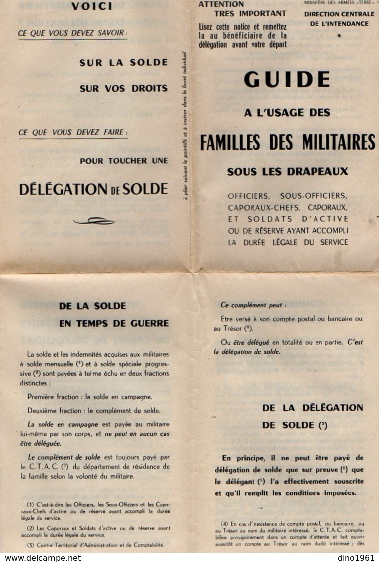 VP16.206 - MILITARIA - Document - Le Guide à L'Usage Des Familles Des Militaires - Dokumente