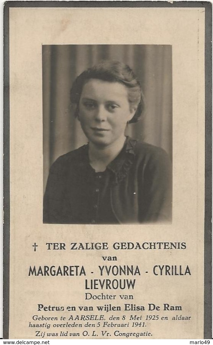 DP. MARGARETA LIEVROUW ° AARSELE 1925- + 1941 - Godsdienst & Esoterisme