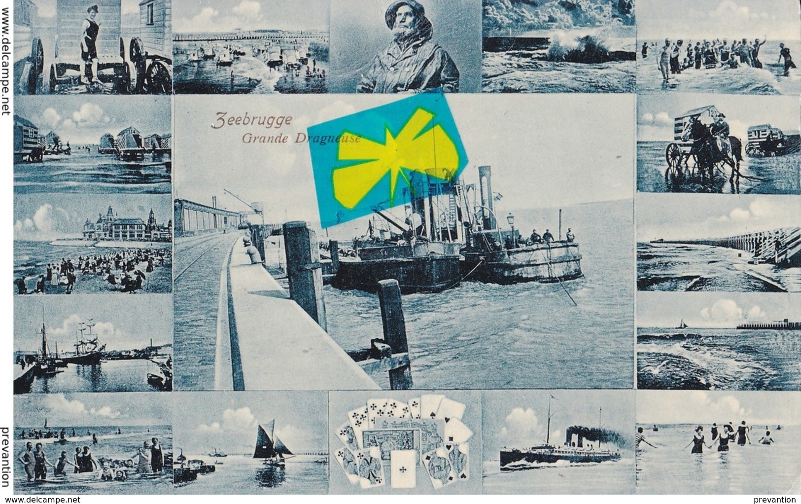 ZEEBRUGGE - Grande Drageuse - Carte Bleutée Multivues - Zeebrugge