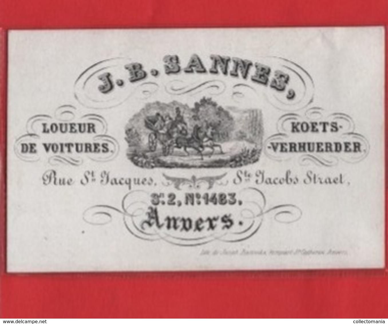 Lot85D: 6 ViSiT Cards, Printer: All  RATiNCKX In ANVERS Antwerpen Porselein Kaarten Circa 1840 à1860 Hand Press Litho - Cartes Porcelaine