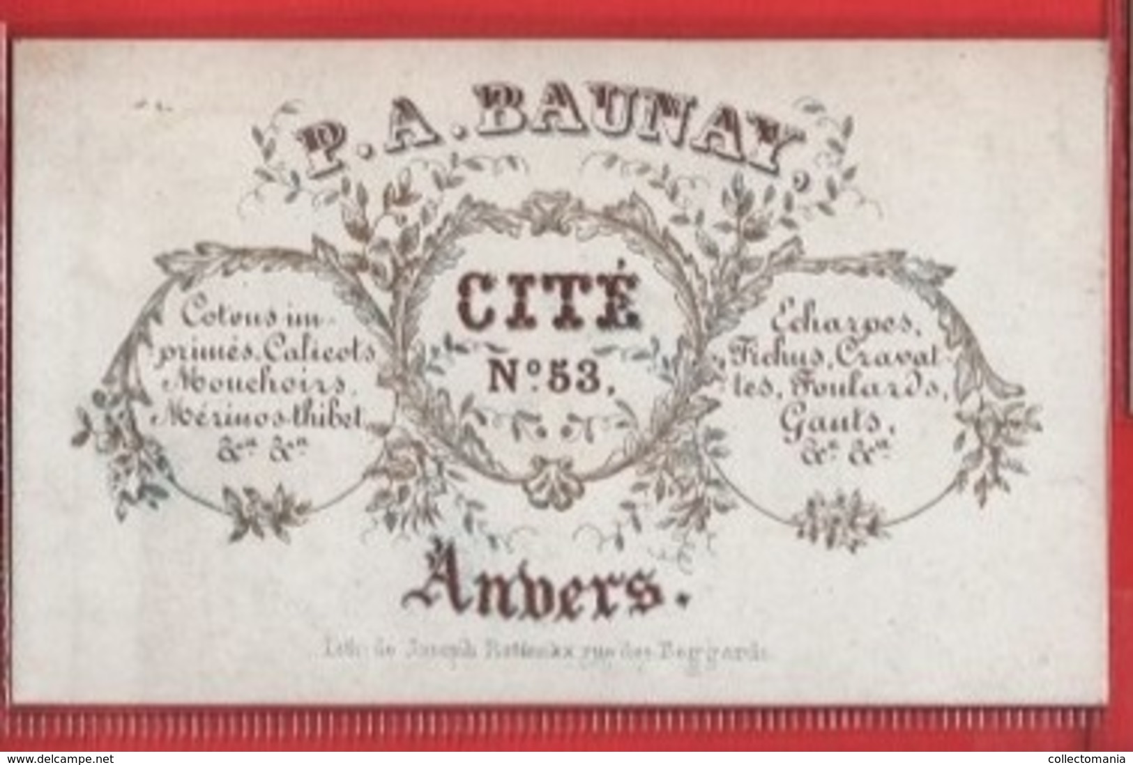 Lot85D: 6 ViSiT Cards, Printer: All  RATiNCKX In ANVERS Antwerpen Porselein Kaarten Circa 1840 à1860 Hand Press Litho - Porcelaine