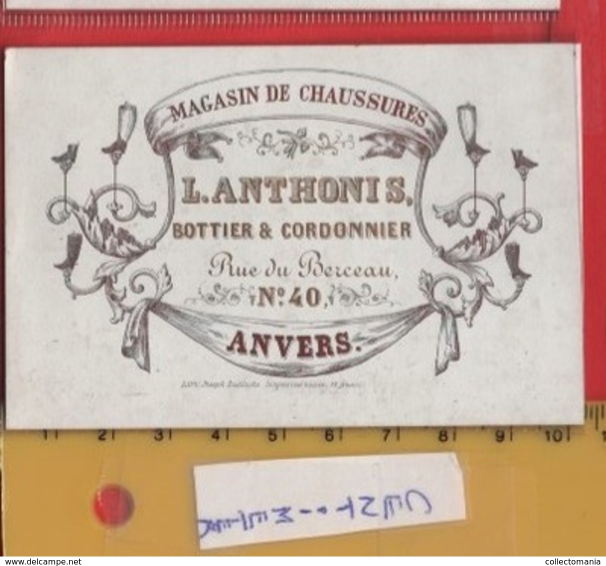 Lot85D: 6 ViSiT Cards, Printer: All  RATiNCKX In ANVERS Antwerpen Porselein Kaarten Circa 1840 à1860 Hand Press Litho - Porcelana