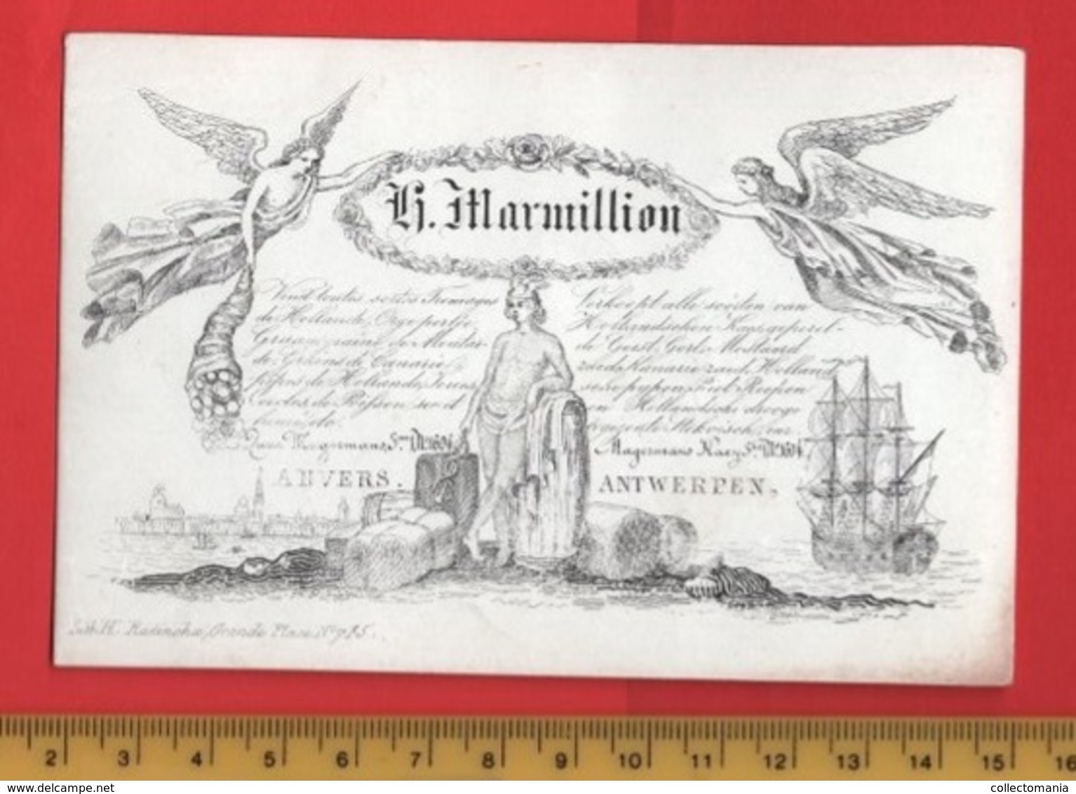 Lot85EF : MARMILLION Stokvis, Printer RATiNCKX In ANVERS Antwerpen Porseleinkaart Circa 1840 à 1860 Hand Press Litho - Porcelana