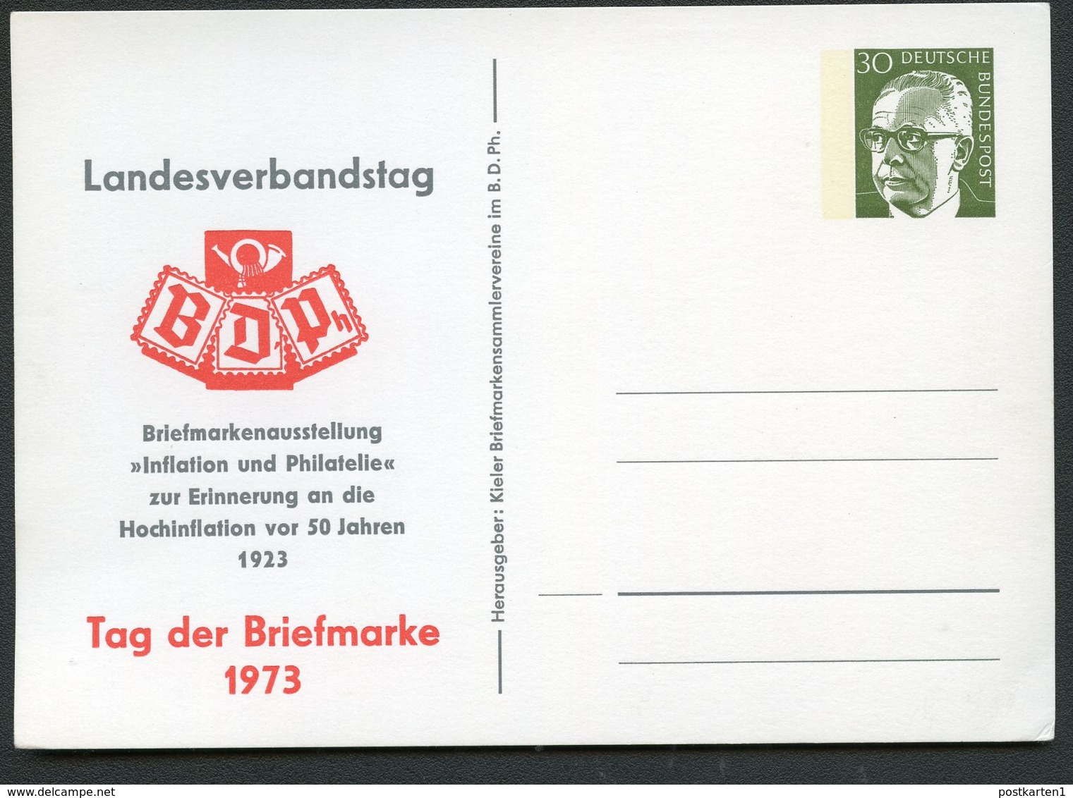 Bund PP46 C2/004-I TAG DER BRIEFMARKE Kiel 1973  NGK 5,00 € - Private Postcards - Mint
