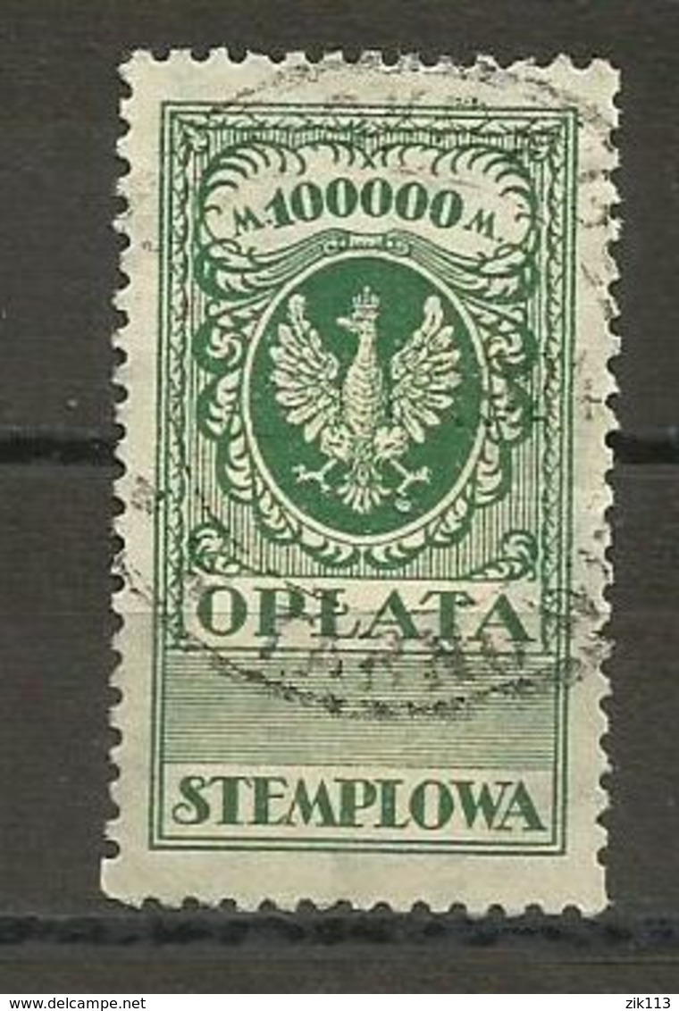 Poland, Polen 1924 - Stamp Fee, Stempelgebuhr, 100000 Mark, Revenue - Fiscaux