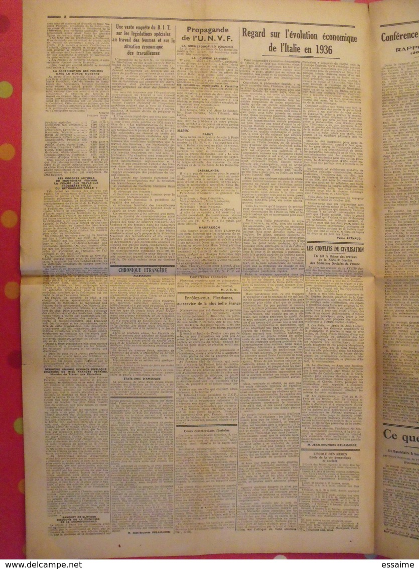 Journal L'Union Nationales Des Femmes. N° 97 Du 10 Octobre 1936. Vote Des Femmes, Mouvement Social à Madagascar - Sonstige & Ohne Zuordnung