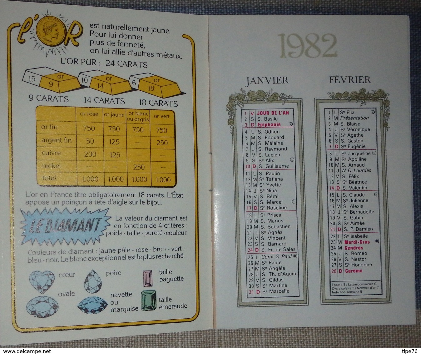 Petit Calendrier Poche Agenda 1982 Illustration Mode Femme Robe - 12 Pages - Klein Formaat: 1981-90