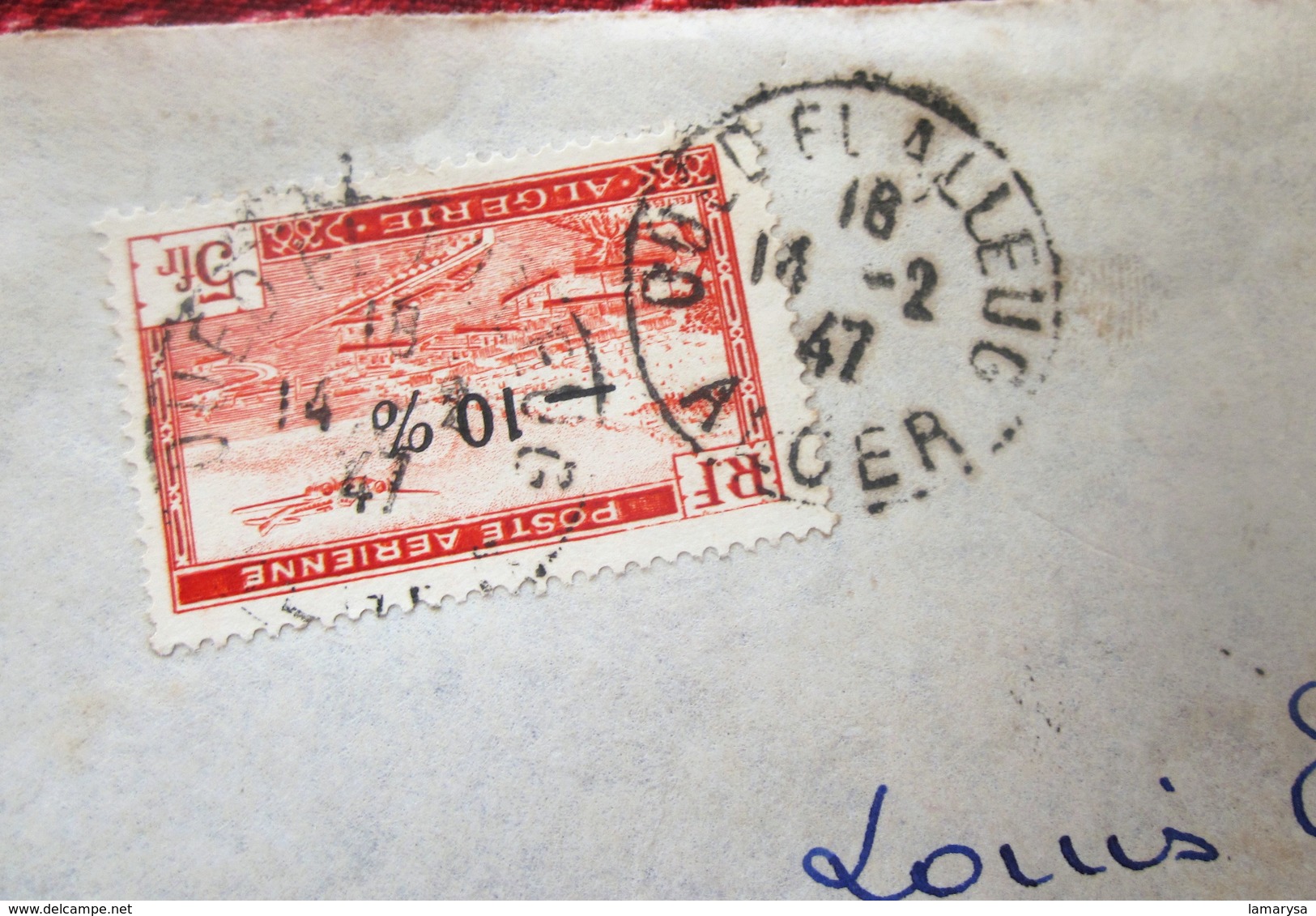 Lettre +Courrier Ben Salah 1947--CAD OUED EL ALLEUG ALGER (France Ex-colonie & Protectorat  Timbre Poste Aérienne - Lettres & Documents