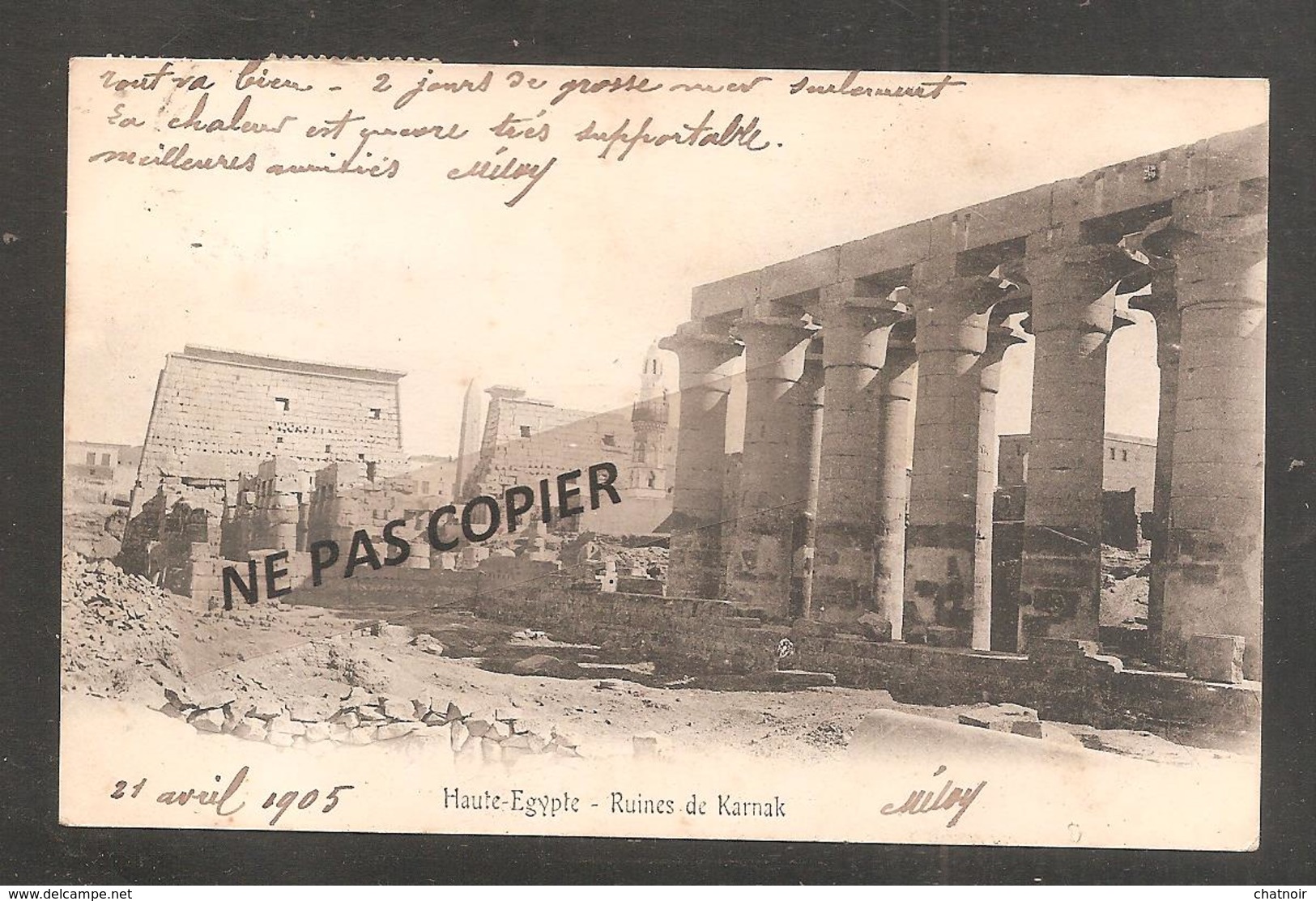 Haute Egypte  Ruines De Karnak   Oblit  Port Said   1905 - Autres & Non Classés