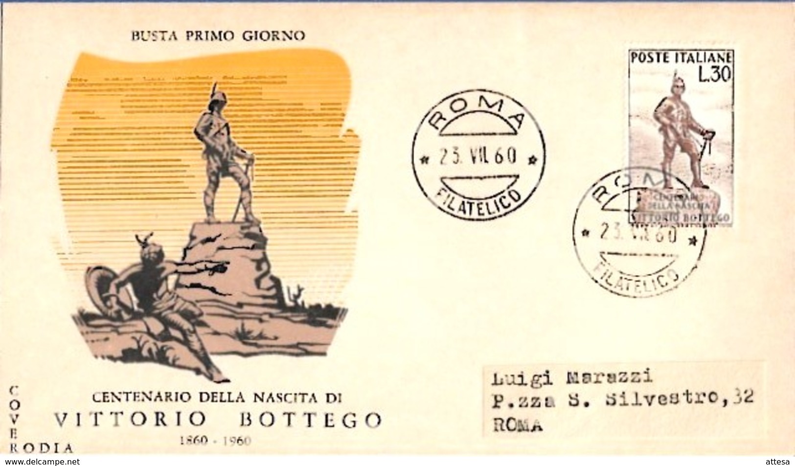 1960 FDC - Edizioni Rodia - Vittorio Bottego - Explorers