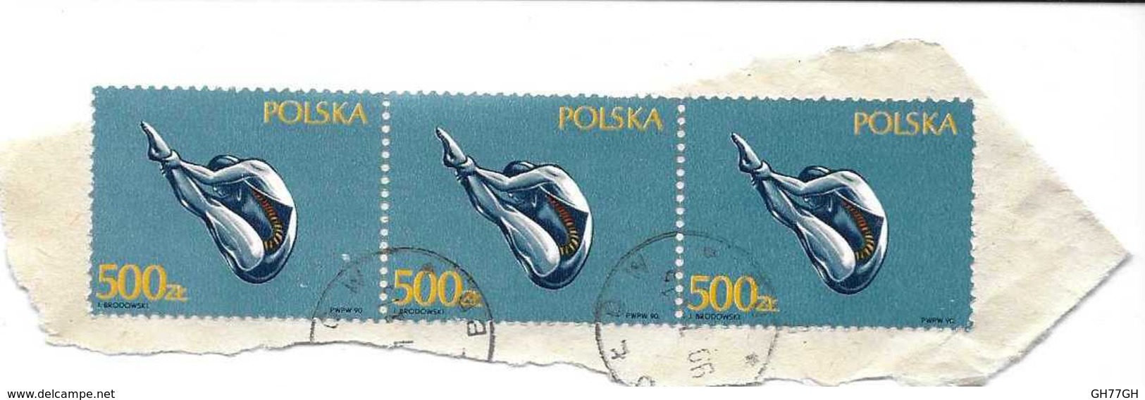 3 Timbres Pologne - Schwimmen