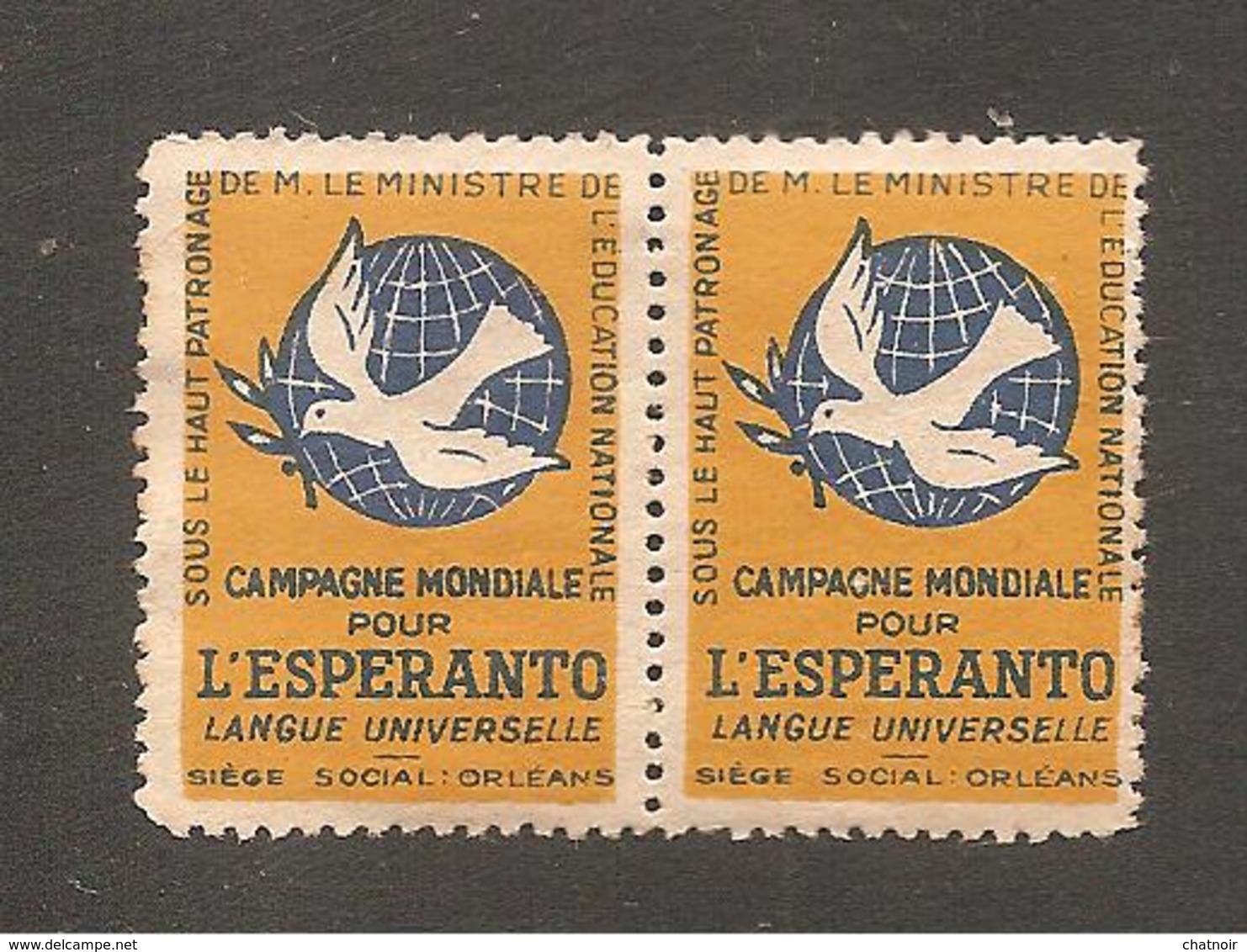 Vignette En Paire     CAMPAGNE MONDIALE POUR L ESPERANTO  Langue Universelle  / Oiseau - Esperánto