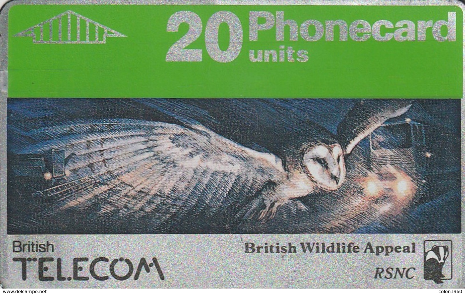 REINO UNIDO. BIRD.  Wildlife Appeal - Owl. 20U. 046F. 05/1990. BTC-026. (602) - Uilen