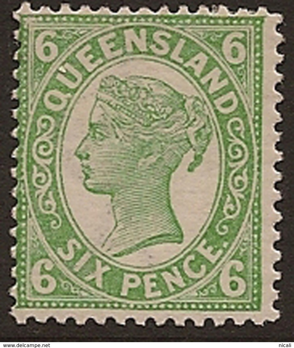 QUEENSLAND 1907 6d Yellow-green QV SG 296 HM TR426 - Neufs