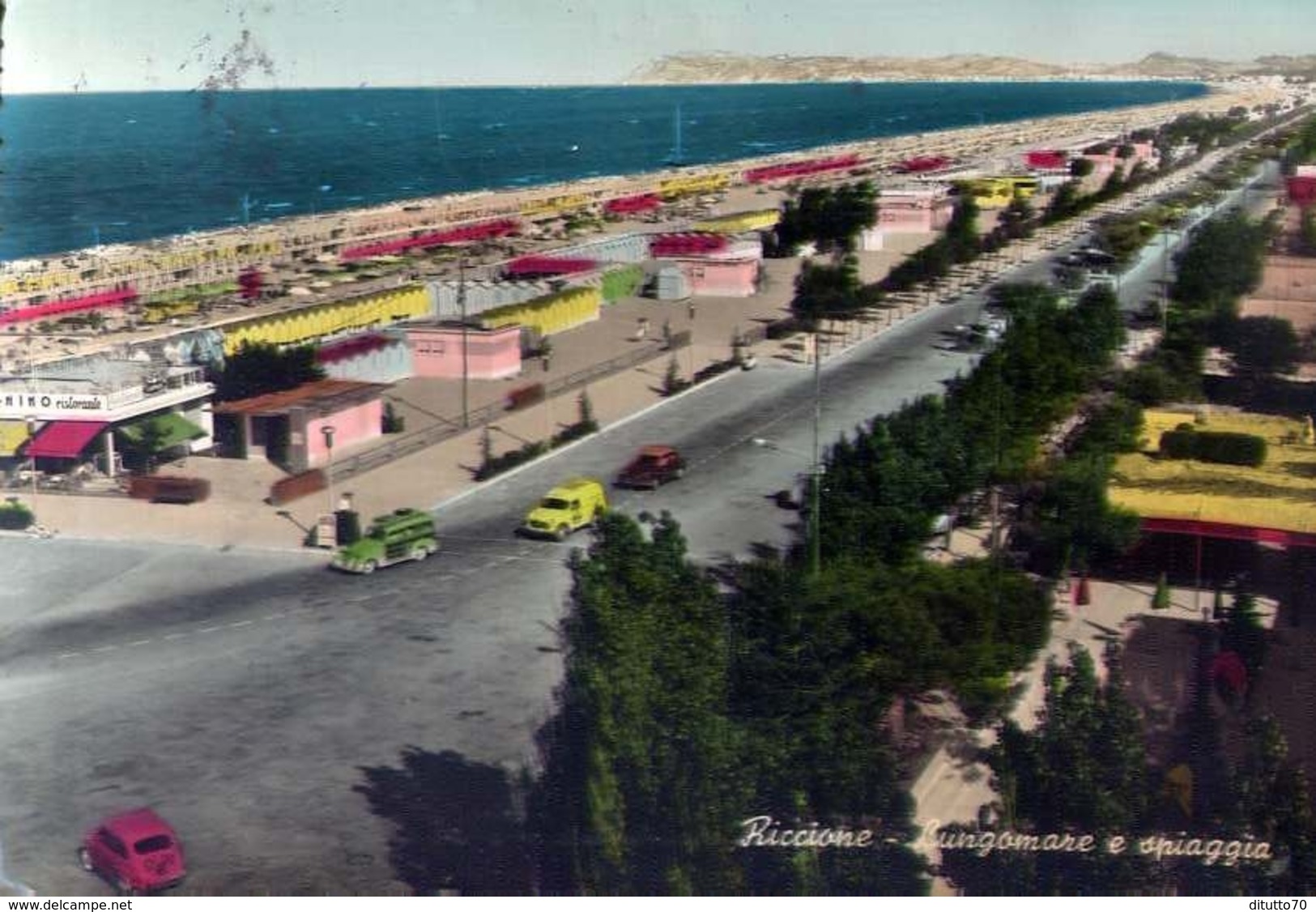 Riccione - Lungomare E Spiaggia - Formato Grande Viaggiata – E 14 - Rimini