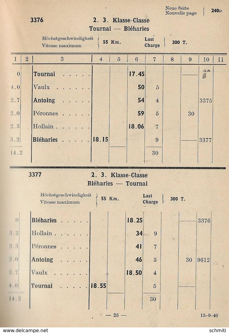 -Document Officiel SNCB-Avis N°8 Du:13/ 09/1940(90pages)  + N°9 Du 14/09/1940-Modifications D'horaires + Renseignements - Chemin De Fer