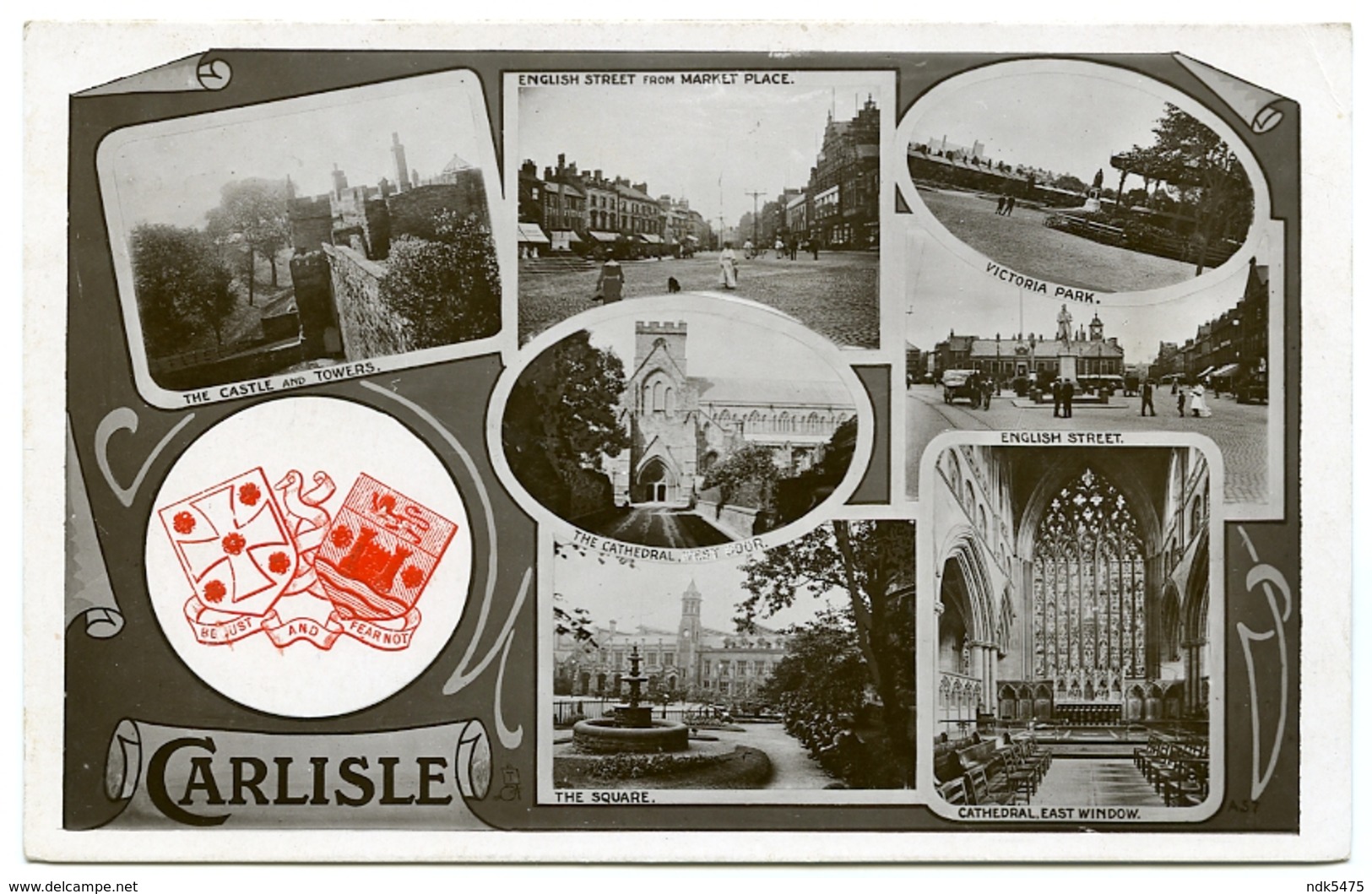 LAKE DISTRICT : CARLISLE (MULTIVIEW) / POSTMARK - CARLISLE / ADDRESS - PATTERDALE, BARCO HOUSE, 1908 (TUCKS) - Carlisle