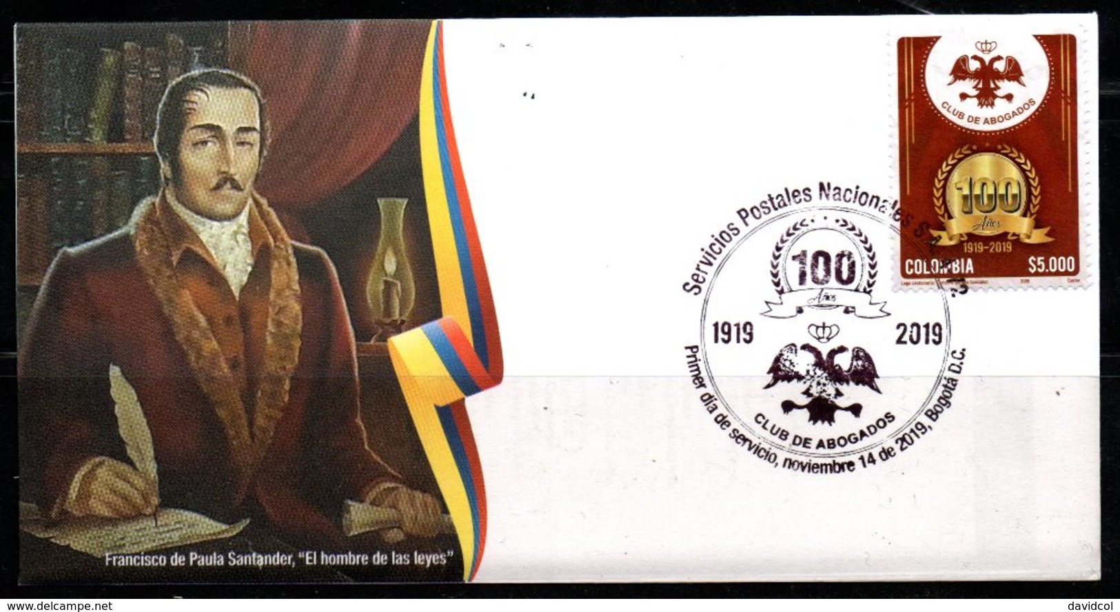 COLOMBIA- 2019 - FDC / SPD - LAWYERS CKUB 100 YEARS 1919-2019 - Colombia