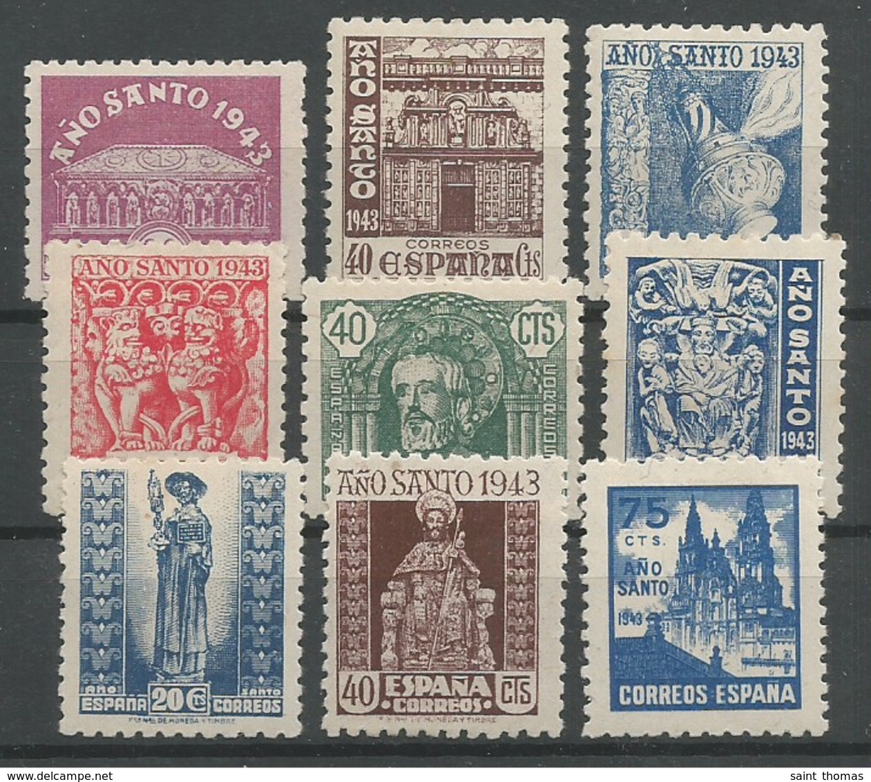 España Spain Espagne Edifil 961/69 Complete Set Mint / MH / * 1943 - Unused Stamps