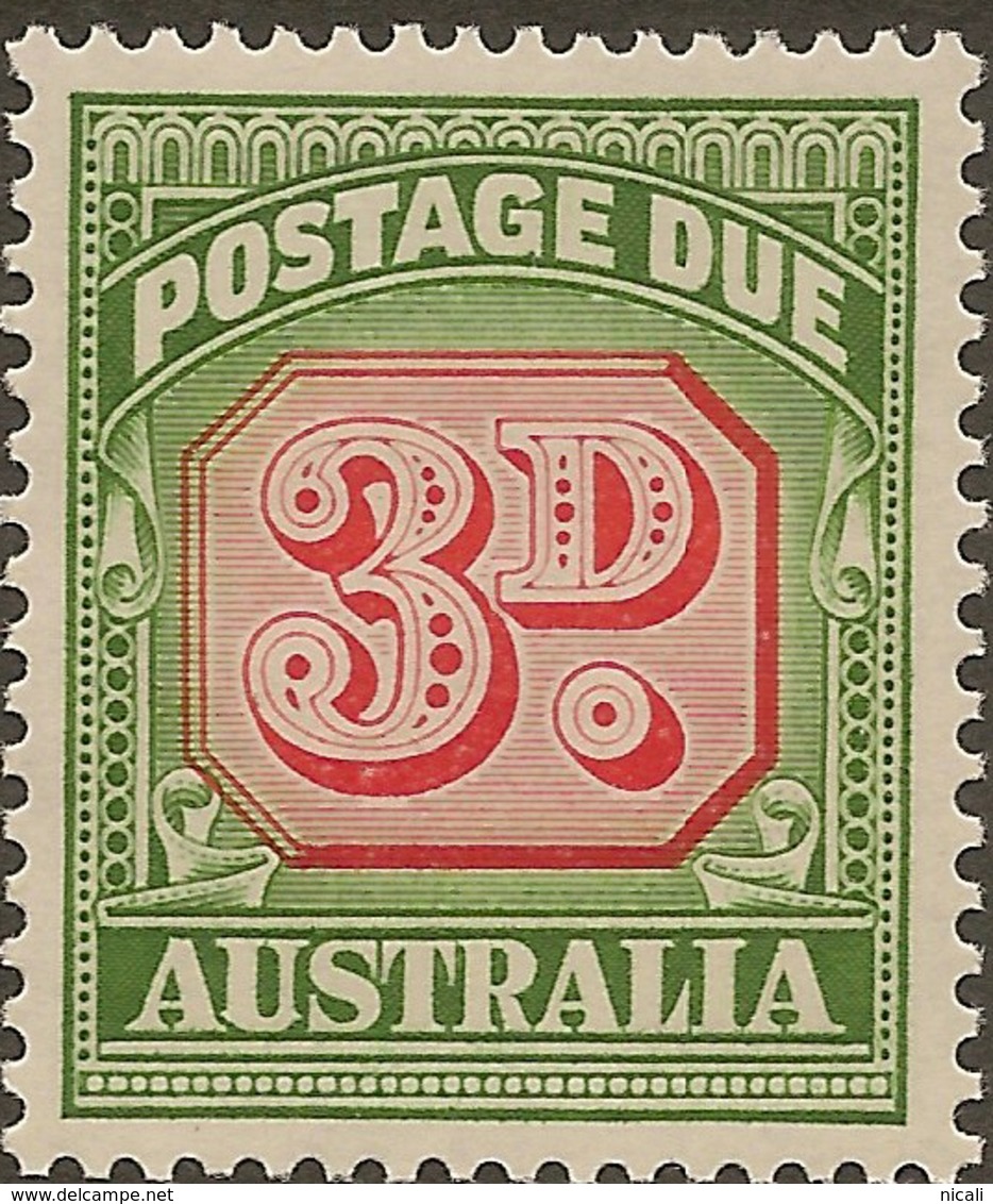 AUSTRALIA 1958 3d Due Die II SG D134 UNHM #ZJ155 - Port Dû (Taxe)