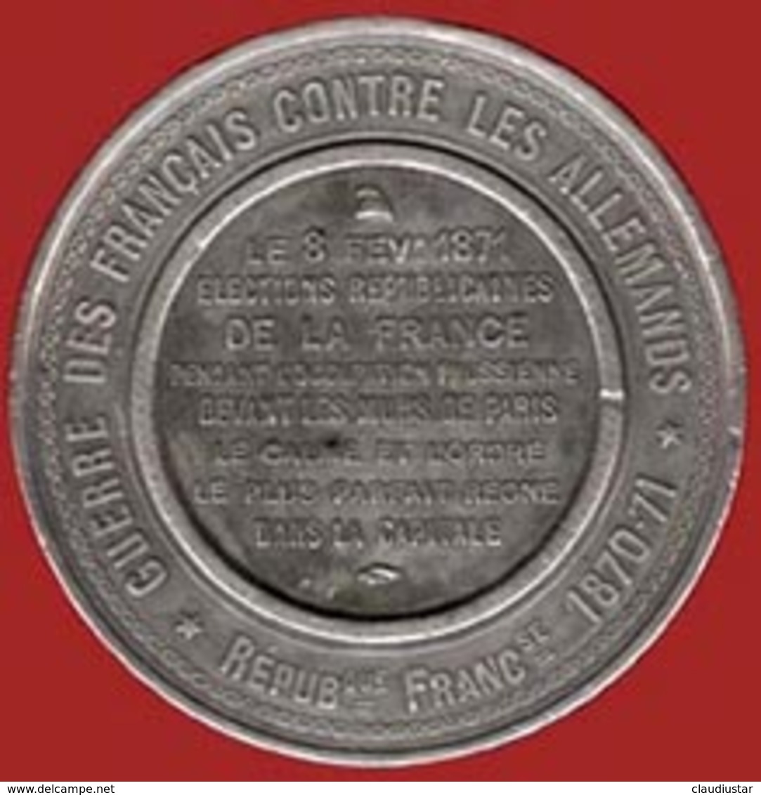 ** MEDAILLE  REPUBLIQUE  FRANCAISE  1870 - 71 ** - Altri & Non Classificati