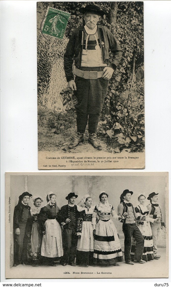 LOT 2 CPA * Costume De GUÉMENÉ (homme) 1er Prix Bretagne Expo Nantes 1910 & Noce Bretonne La Gavotte - Sonstige & Ohne Zuordnung
