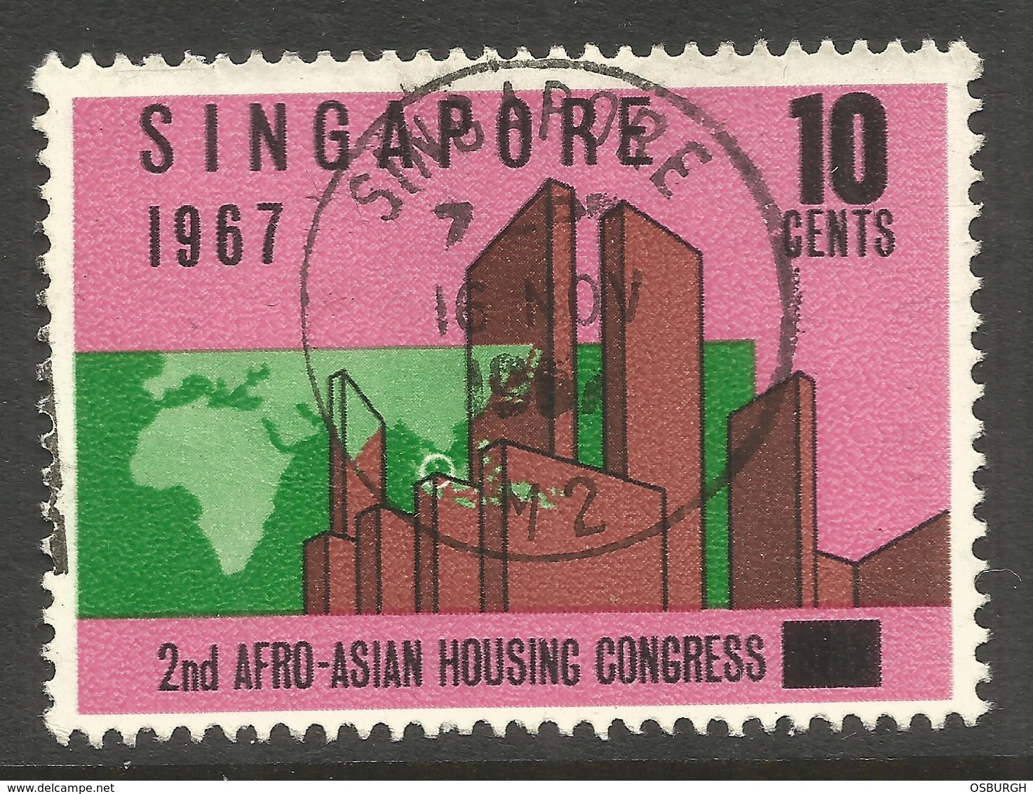 SINGAPORE. 1967. HOUSING. 10c USED - Singapur (1959-...)