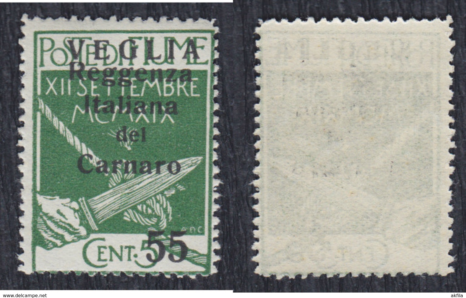 Italy Fiume 1920 Issue For Veglia (Krk) Island, Value 55 C / 5 C, MH (*) Michel 33 II - Arbe & Veglia