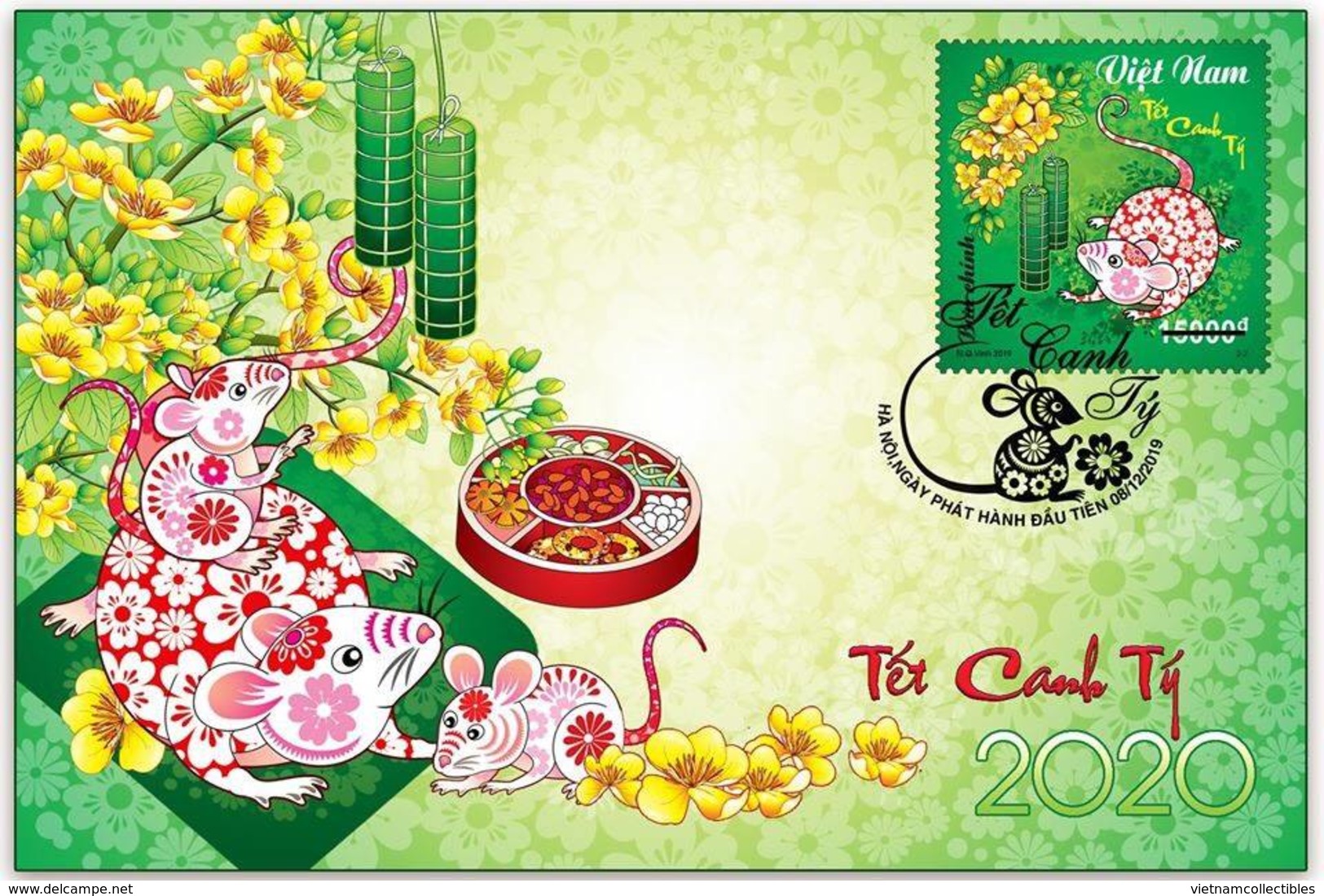Set Of Maxicard Maxi Cards Of Vietnam Viet Nam Issued On 8th Of Dec 2019 : NEW YEAR OF MOUSE 2020 - Sent By FDC (Ms1117) - Vietnam
